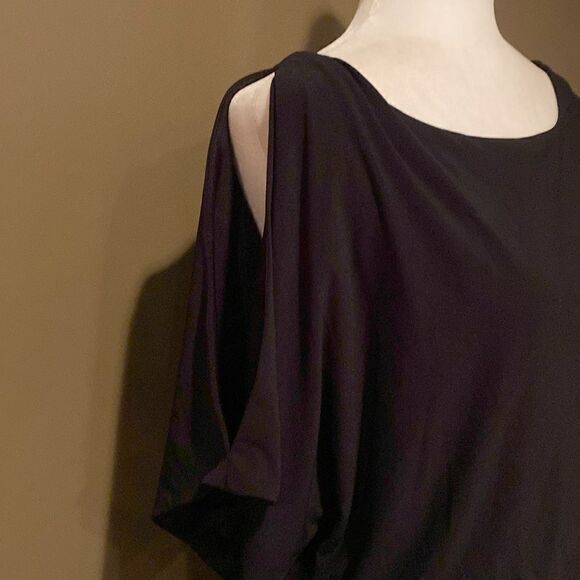 Jessica Howard Black Dress Size 8 Peek a Boo Sleeve Short Sleeve - Picture 3 of 10